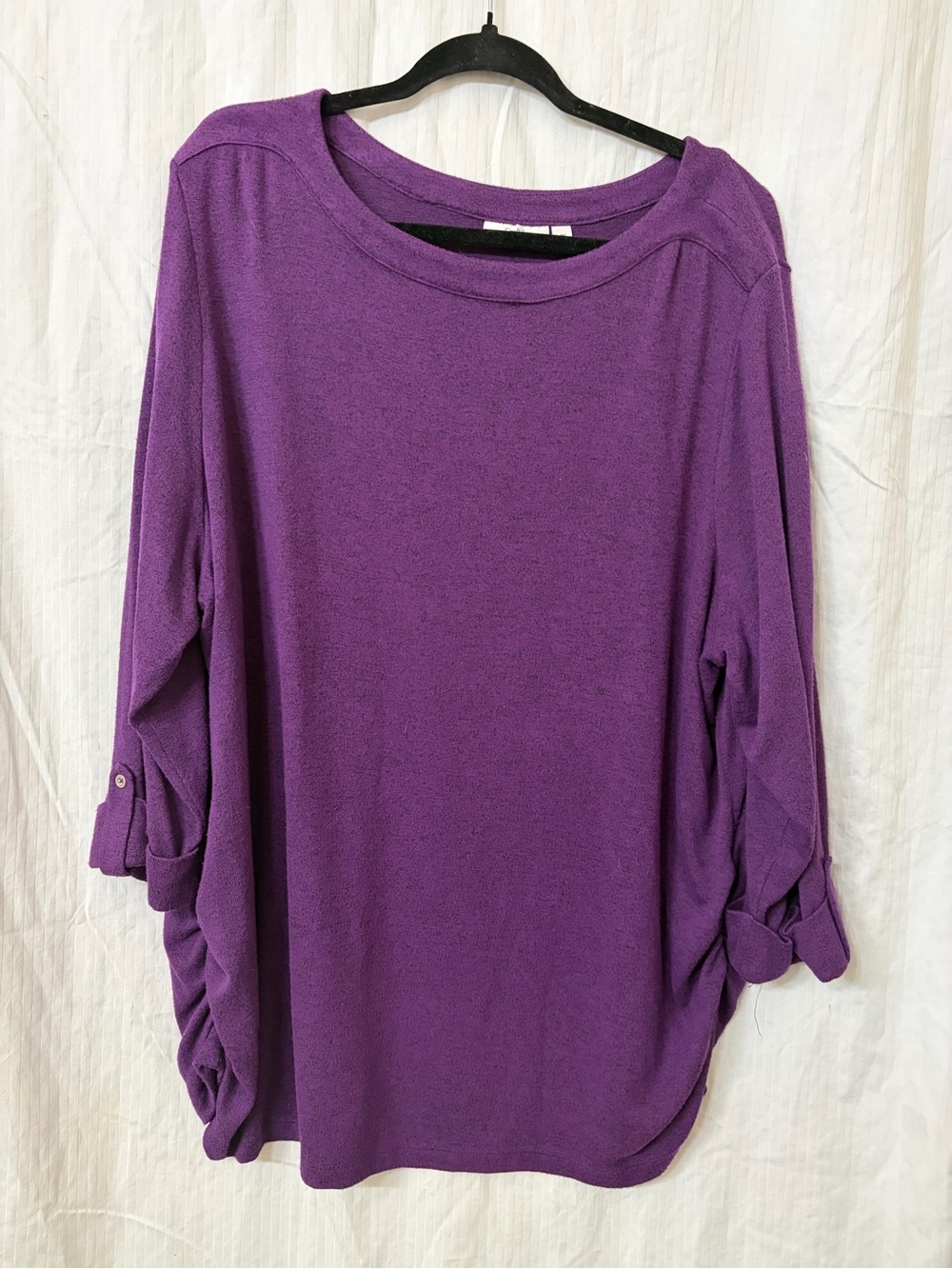 croft & barrow Purple Roll-Tab Long Sleeve Tee